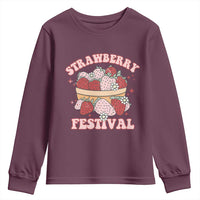 Strawberry Festival Youth Sweatshirt Retro Strawberries Fruit Lover