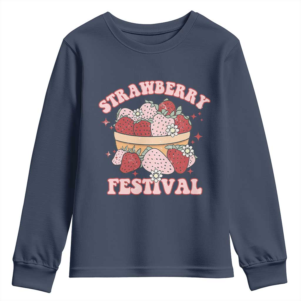 Strawberry Festival Youth Sweatshirt Retro Strawberries Fruit Lover