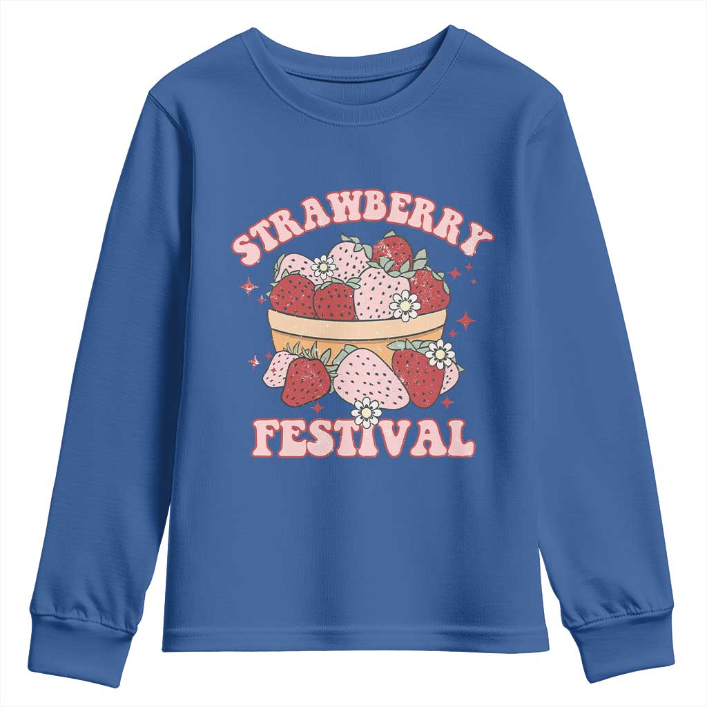 Strawberry Festival Youth Sweatshirt Retro Strawberries Fruit Lover