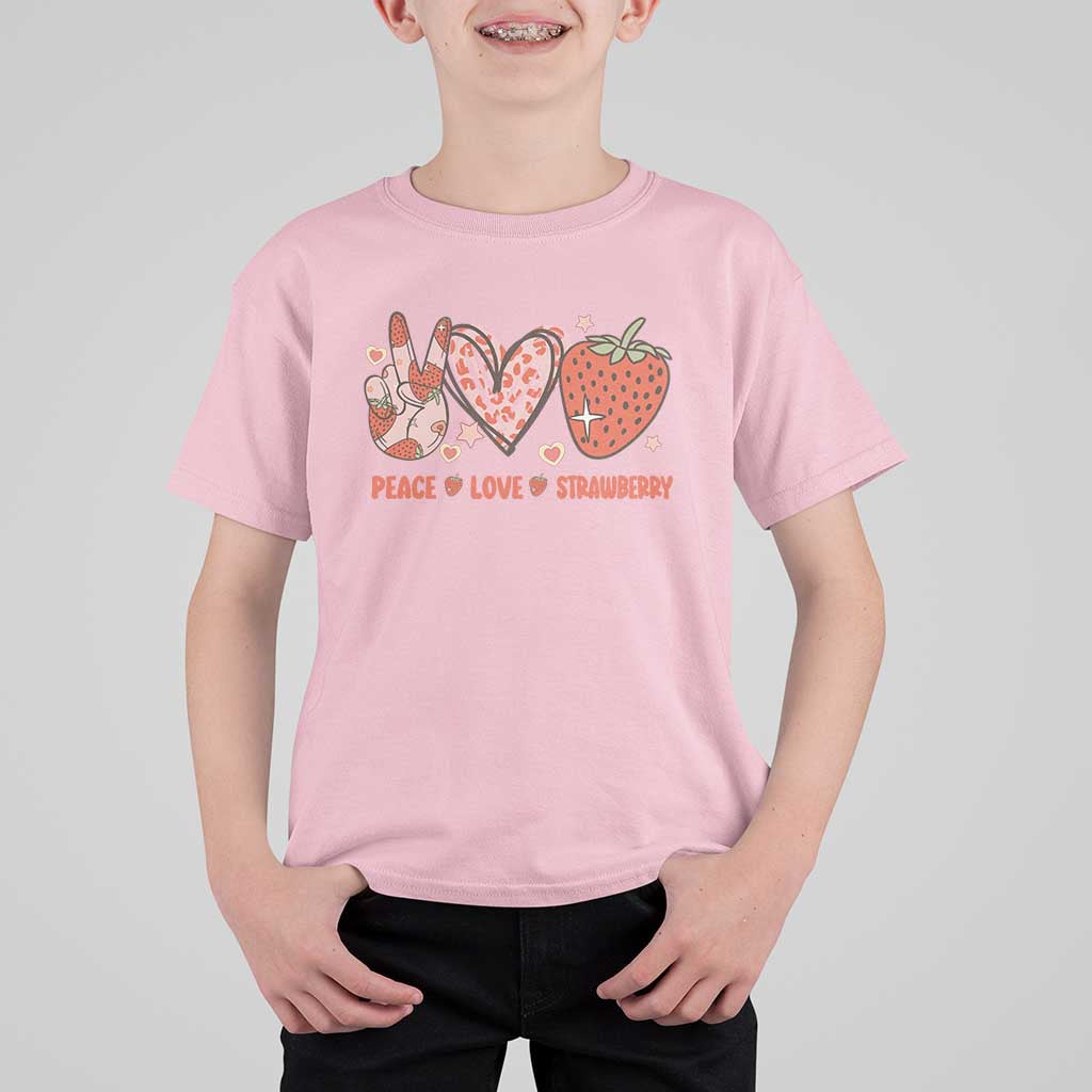 Strawberry Festival T Shirt For Kid Peace Love Strawberry Cute Fruit Lover