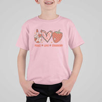 Strawberry Festival T Shirt For Kid Peace Love Strawberry Cute Fruit Lover