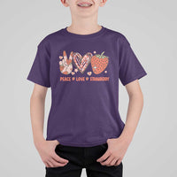 Strawberry Festival T Shirt For Kid Peace Love Strawberry Cute Fruit Lover