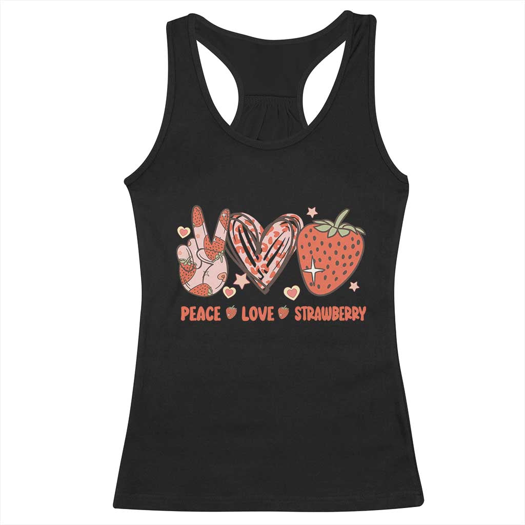 Strawberry Festival Racerback Tank Top Peace Love Strawberry Cute Fruit Lover