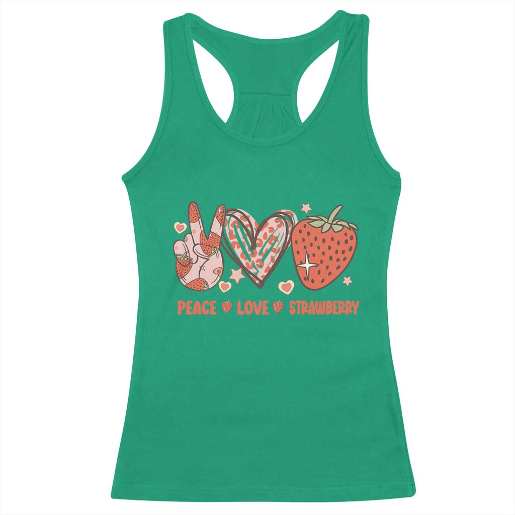 Strawberry Festival Racerback Tank Top Peace Love Strawberry Cute Fruit Lover