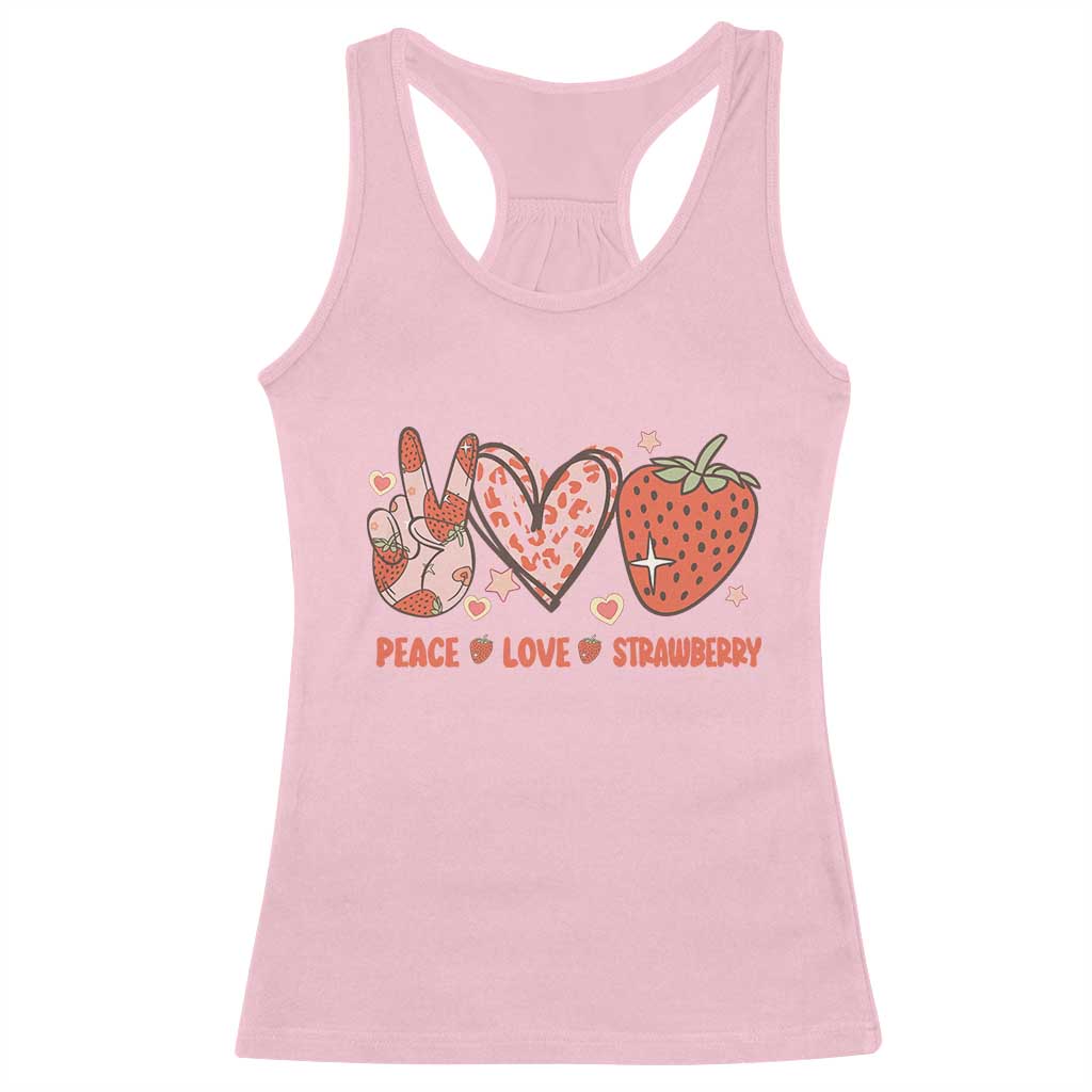 Strawberry Festival Racerback Tank Top Peace Love Strawberry Cute Fruit Lover