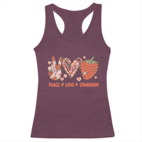 Strawberry Festival Racerback Tank Top Peace Love Strawberry Cute Fruit Lover