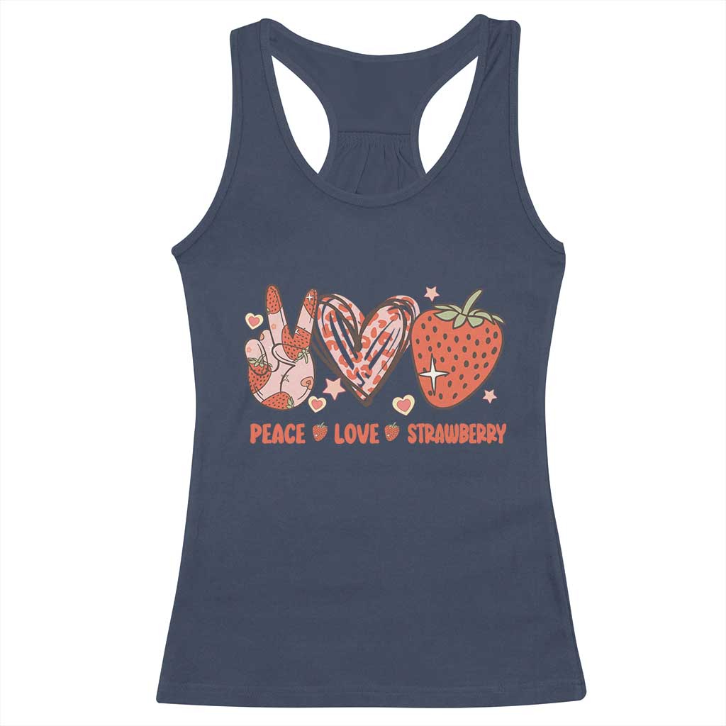 Strawberry Festival Racerback Tank Top Peace Love Strawberry Cute Fruit Lover