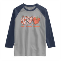 Strawberry Festival Raglan Shirt Peace Love Strawberry Cute Fruit Lover