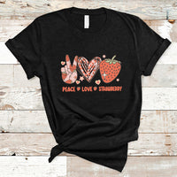 Peace Love Strawberry Cute Strawberry Festival Fruit Lover T-shirt, Strawberry Shirt, Spring Season Shirt T-Shirt - Wonder Print Shop