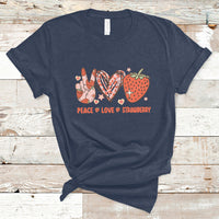Peace Love Strawberry Cute Strawberry Festival Fruit Lover T-shirt, Strawberry Shirt, Spring Season Shirt T-Shirt - Wonder Print Shop