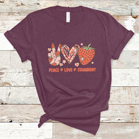 Peace Love Strawberry Cute Strawberry Festival Fruit Lover T-shirt, Strawberry Shirt, Spring Season Shirt T-Shirt - Wonder Print Shop
