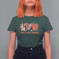 Strawberry Festival T Shirt For Women Peace Love Strawberry Cute Fruit Lover