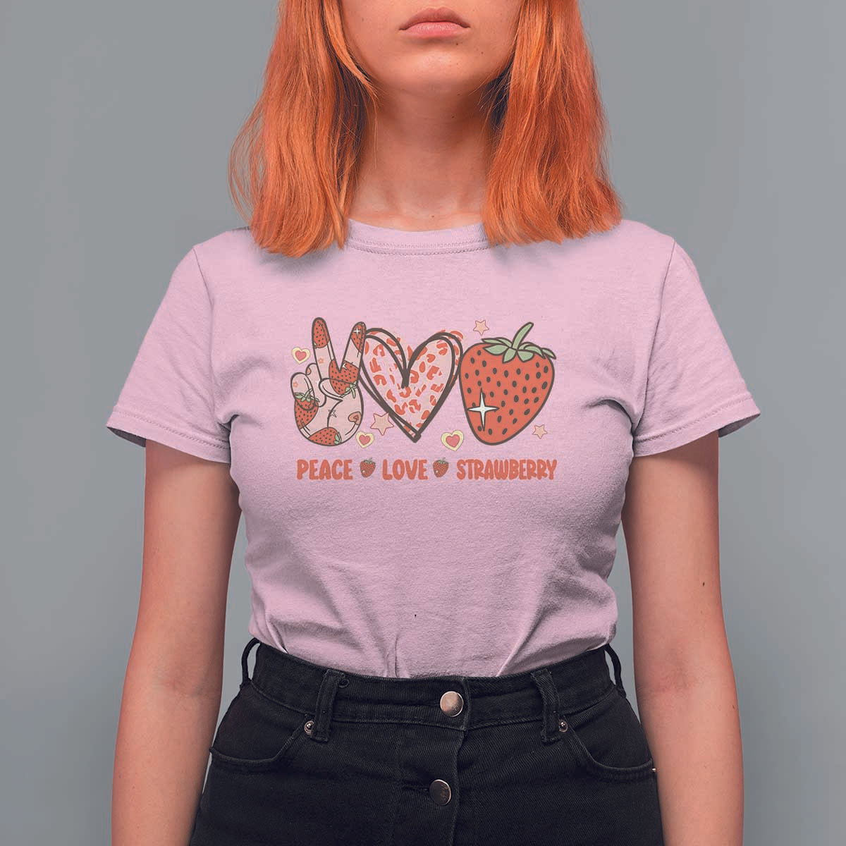 Strawberry Festival T Shirt For Women Peace Love Strawberry Cute Fruit Lover