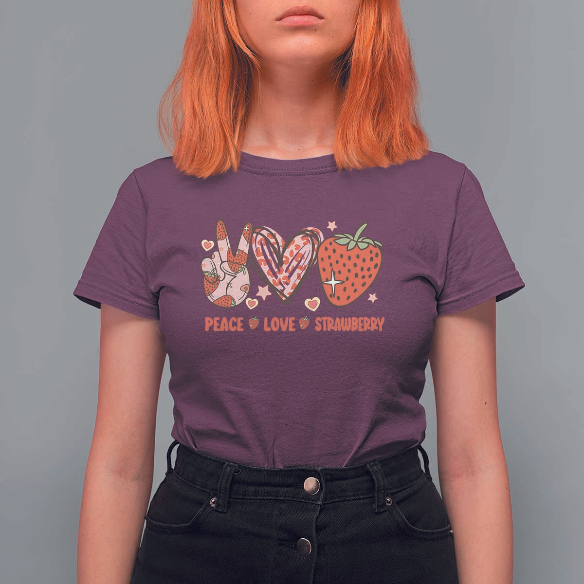 Strawberry Festival T Shirt For Women Peace Love Strawberry Cute Fruit Lover