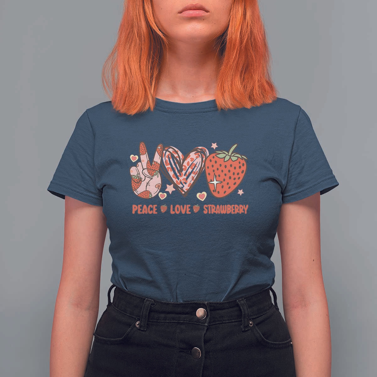Strawberry Festival T Shirt For Women Peace Love Strawberry Cute Fruit Lover