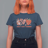Strawberry Festival T Shirt For Women Peace Love Strawberry Cute Fruit Lover