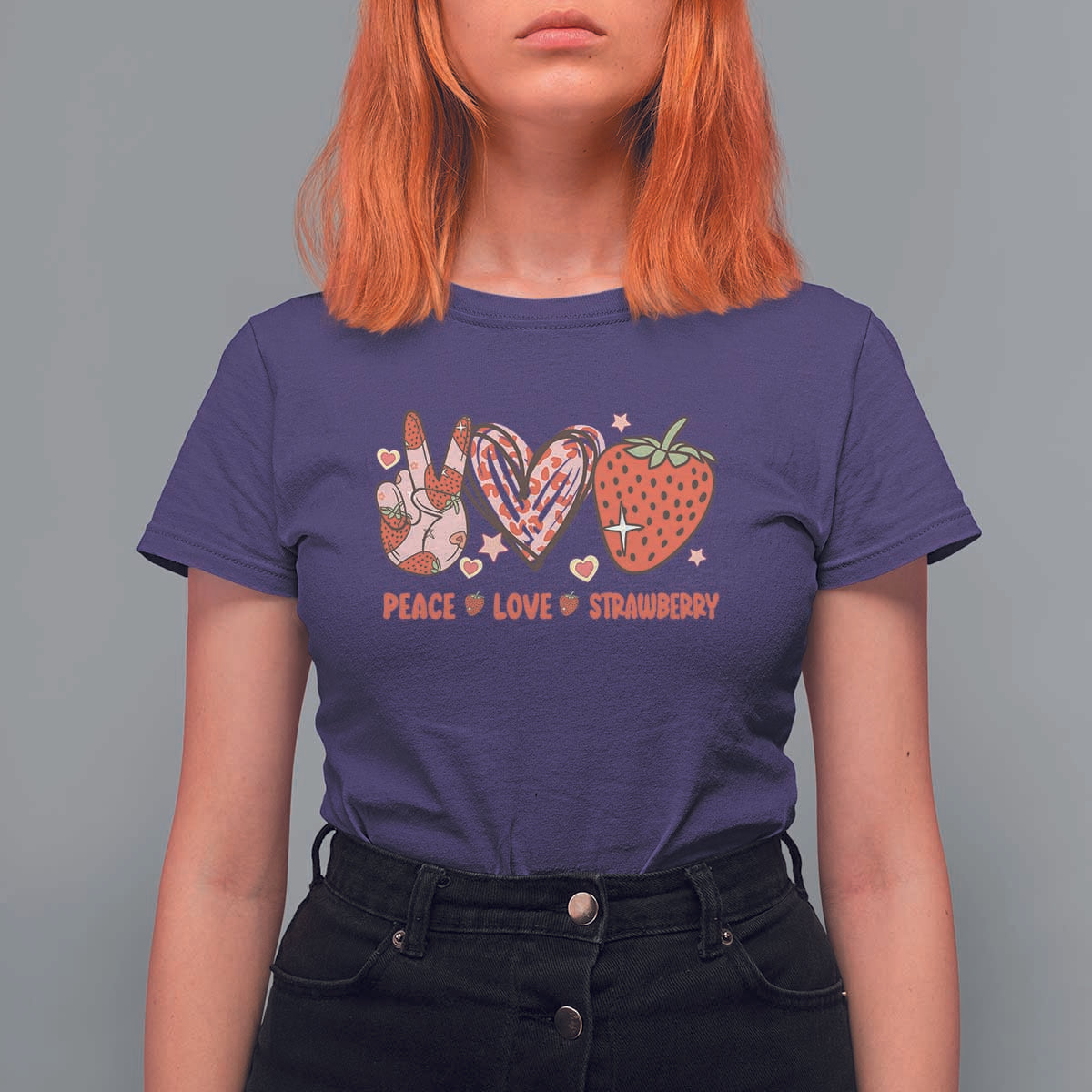 Strawberry Festival T Shirt For Women Peace Love Strawberry Cute Fruit Lover