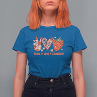 Strawberry Festival T Shirt For Women Peace Love Strawberry Cute Fruit Lover