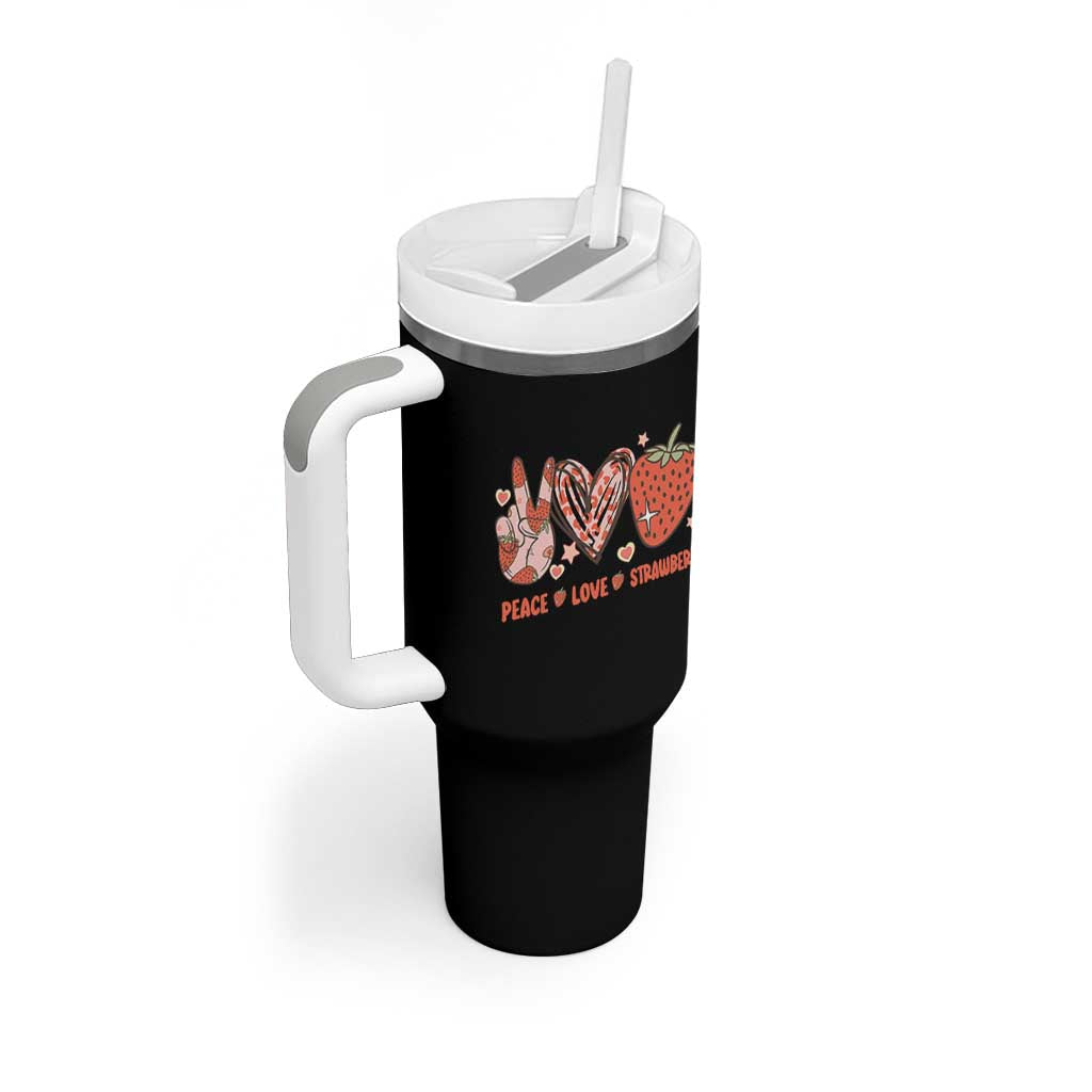 Strawberry Festival Tumbler With Handle Peace Love Strawberry Cute Fruit Lover