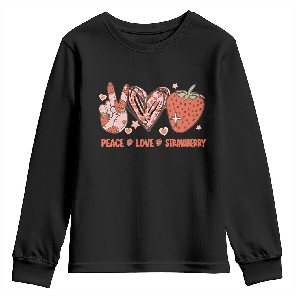 Strawberry Festival Youth Sweatshirt Peace Love Strawberry Cute Fruit Lover