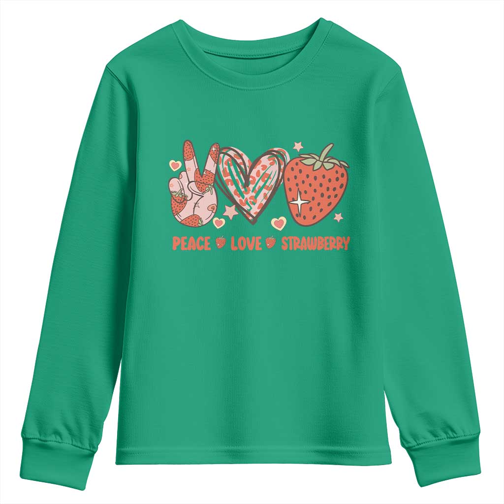 Strawberry Festival Youth Sweatshirt Peace Love Strawberry Cute Fruit Lover