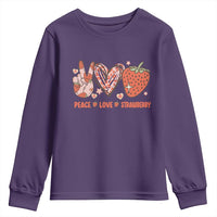 Strawberry Festival Youth Sweatshirt Peace Love Strawberry Cute Fruit Lover