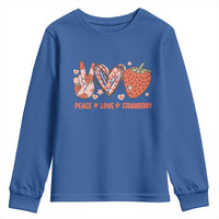 Strawberry Festival Youth Sweatshirt Peace Love Strawberry Cute Fruit Lover