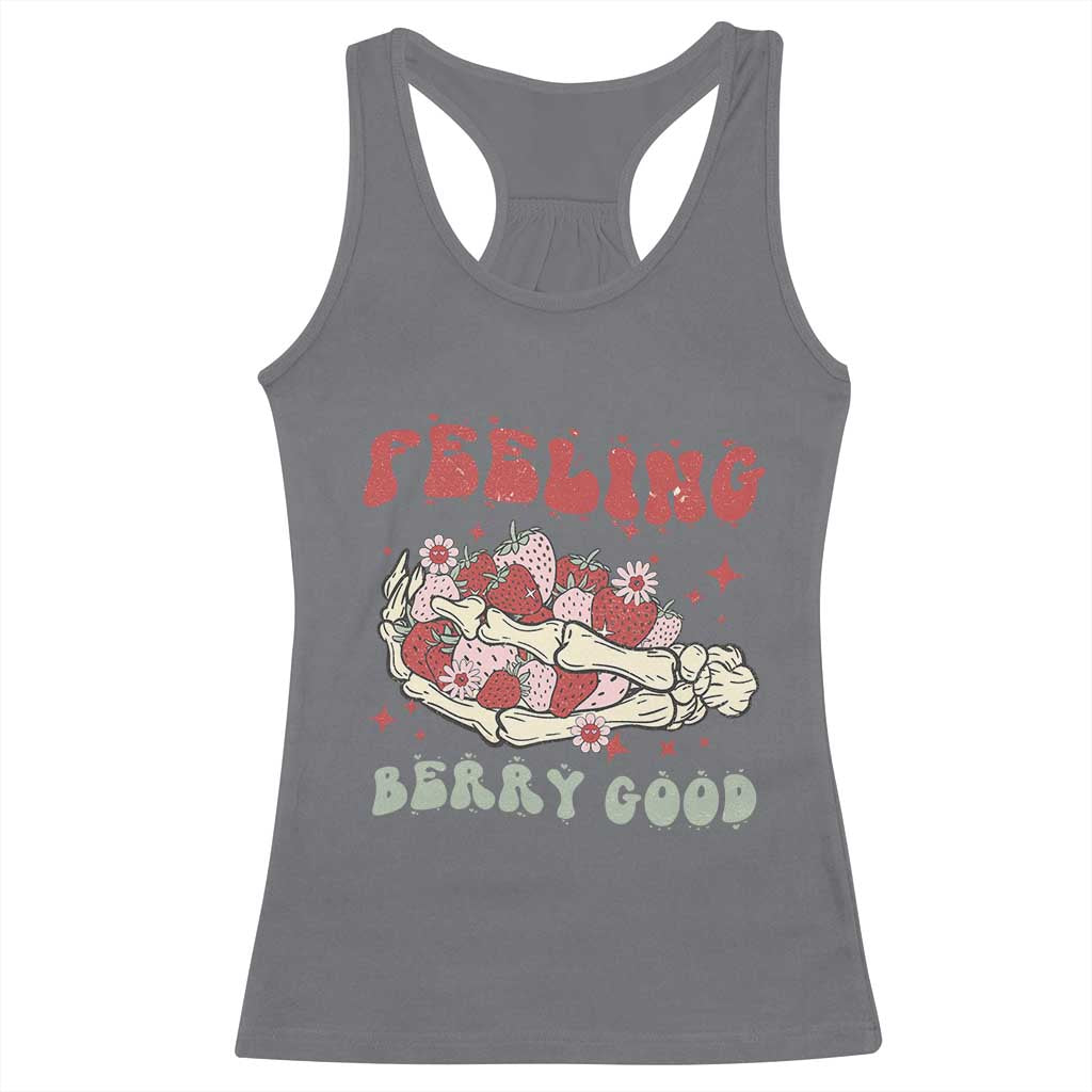 Strawberry Festival Racerback Tank Top Feeling Berry Good Fruit Lover Skeleton Hand
