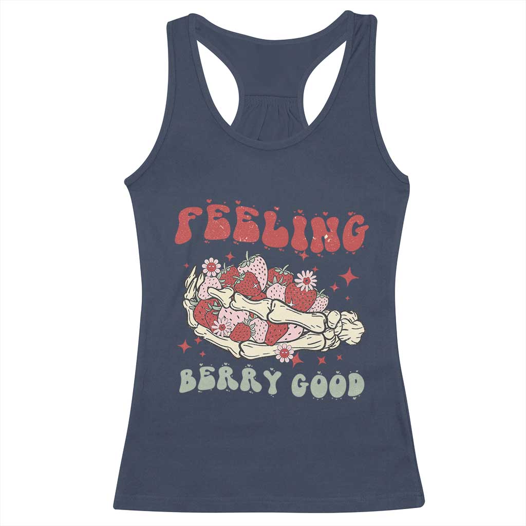 Strawberry Festival Racerback Tank Top Feeling Berry Good Fruit Lover Skeleton Hand