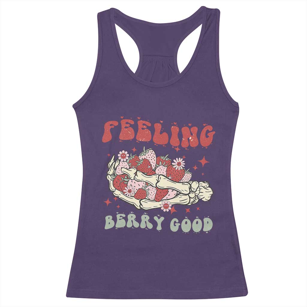 Strawberry Festival Racerback Tank Top Feeling Berry Good Fruit Lover Skeleton Hand