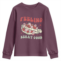 Strawberry Festival Youth Sweatshirt Feeling Berry Good Fruit Lover Skeleton Hand