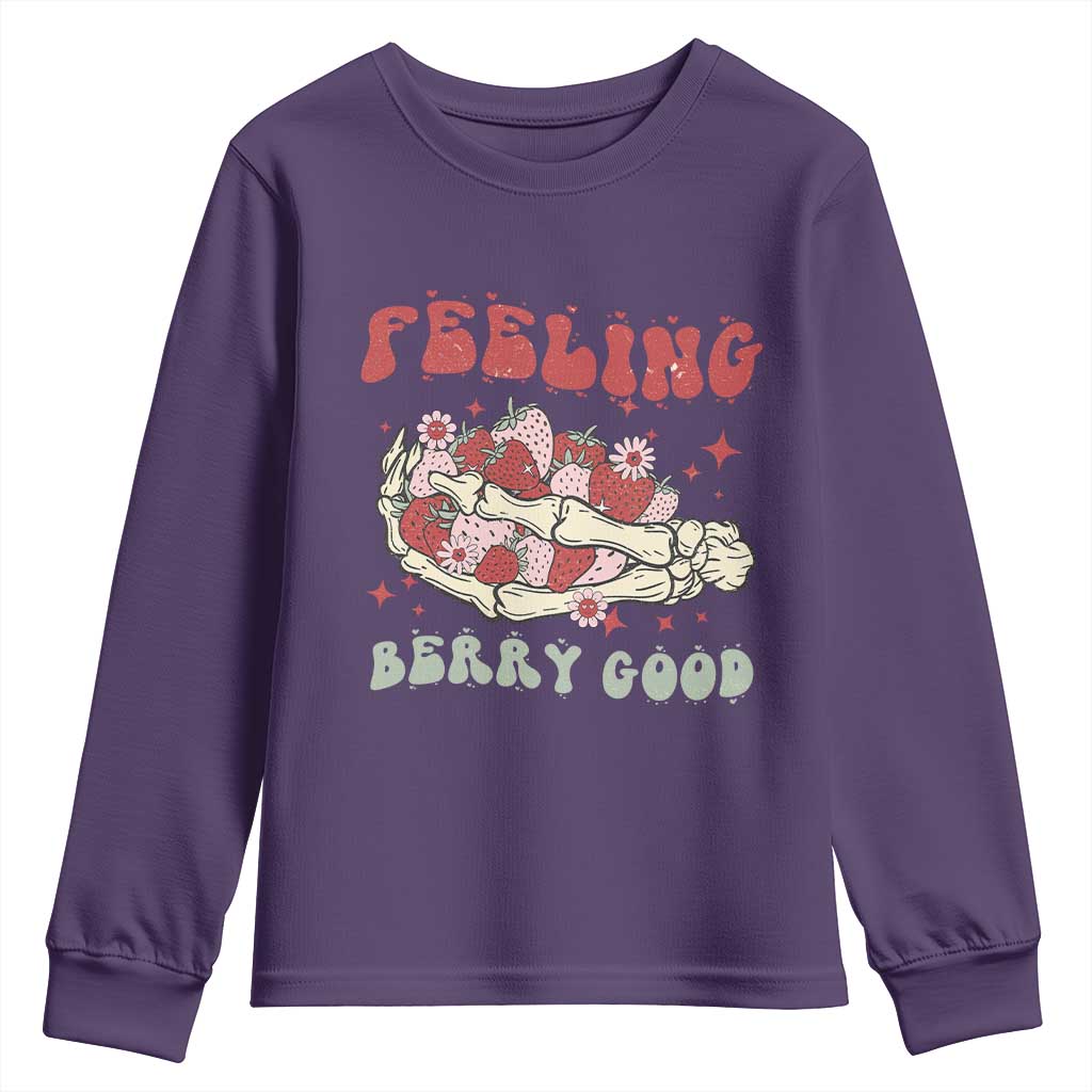 Strawberry Festival Youth Sweatshirt Feeling Berry Good Fruit Lover Skeleton Hand
