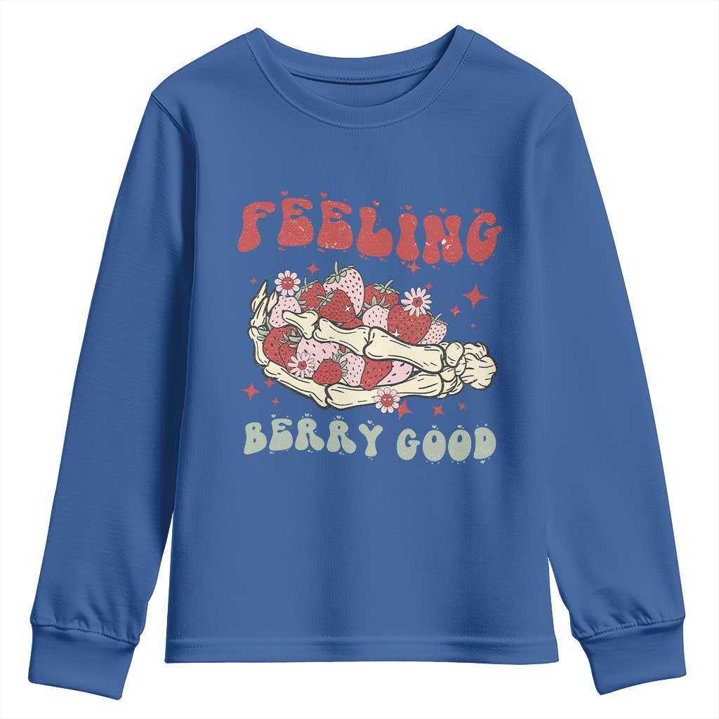 Strawberry Festival Youth Sweatshirt Feeling Berry Good Fruit Lover Skeleton Hand