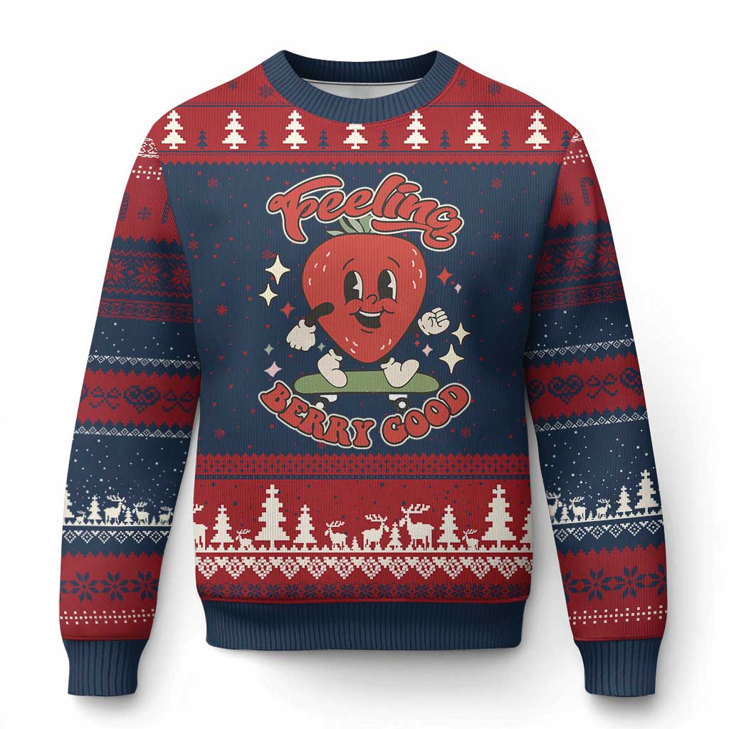 Strawberry Festival Ugly Christmas Sweater Cute Feeling Berry Good Fruit Lover - Wonder Print Shop