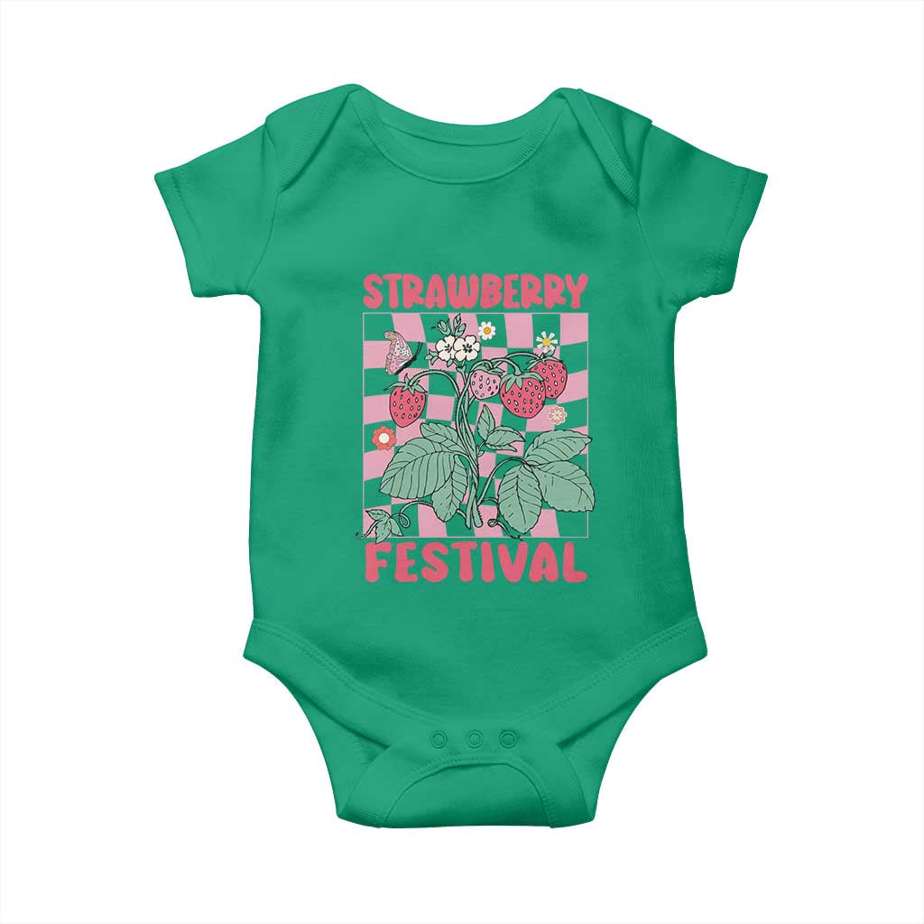 Strawberry Festival Baby Onesie Fruit Lover Botanical Retro Groovy
