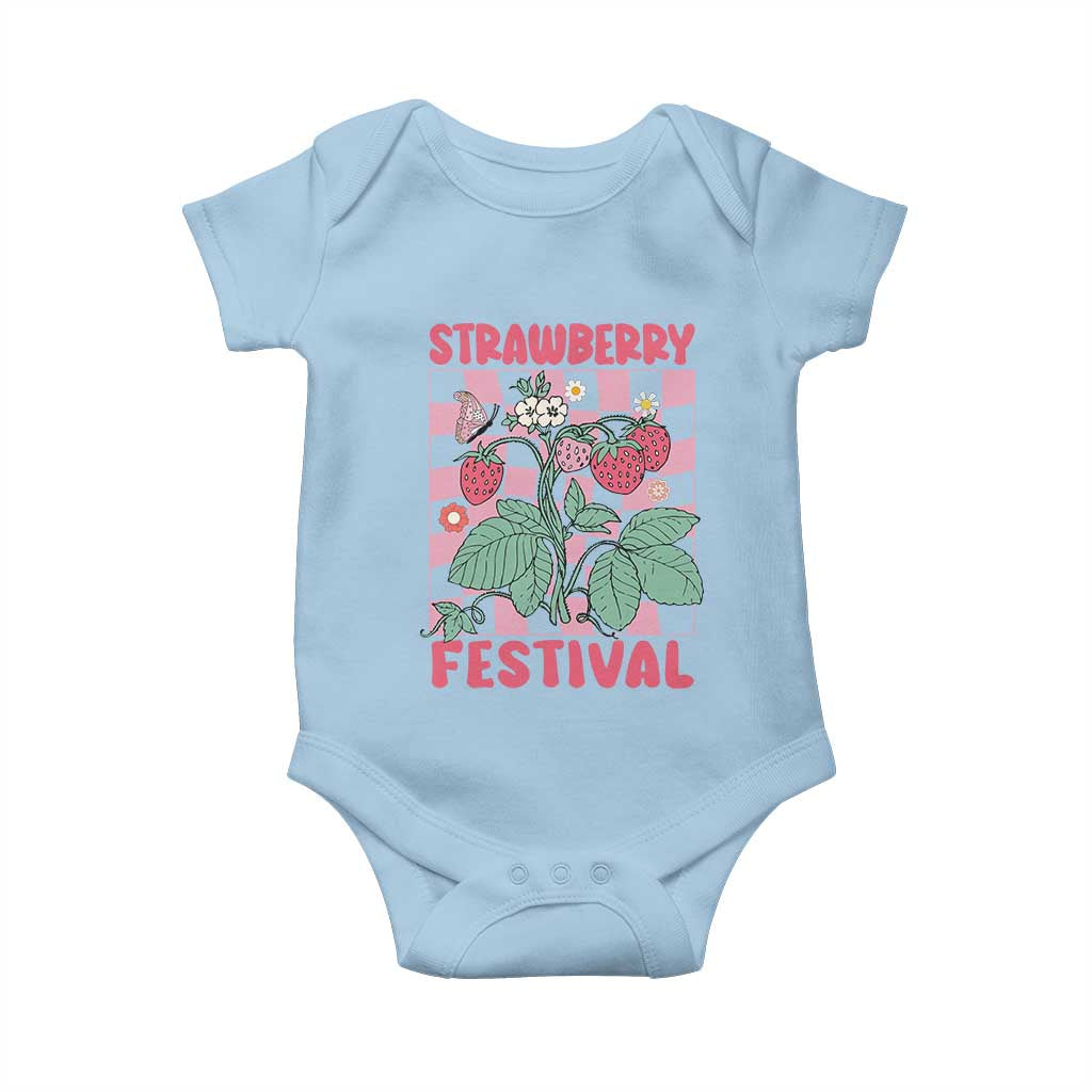 Strawberry Festival Baby Onesie Fruit Lover Botanical Retro Groovy