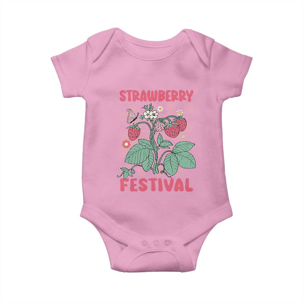 Strawberry Festival Baby Onesie Fruit Lover Botanical Retro Groovy
