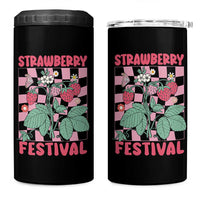 Strawberry Festival 4 in 1 Can Cooler Tumbler Fruit Lover Botanical Retro Groovy