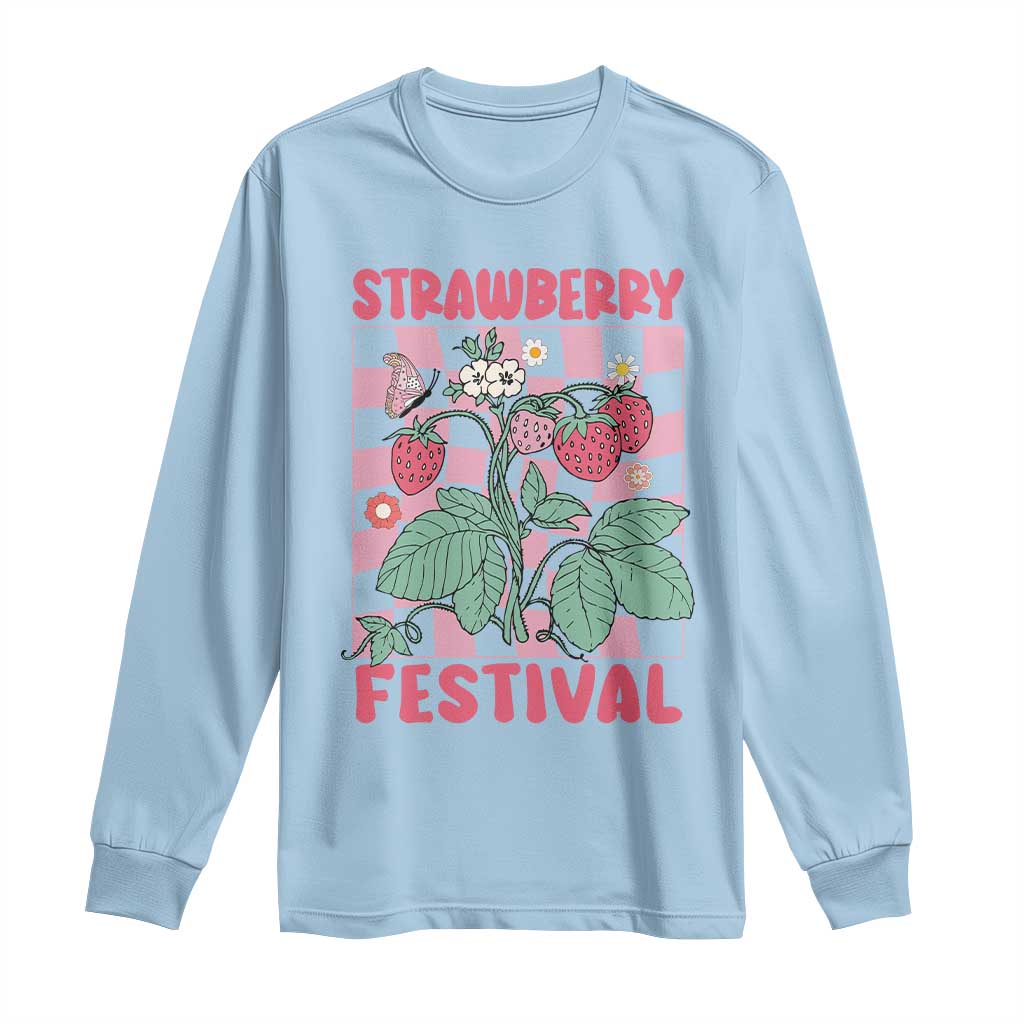 Strawberry Festival Long Sleeve Shirt Fruit Lover Botanical Retro Groovy