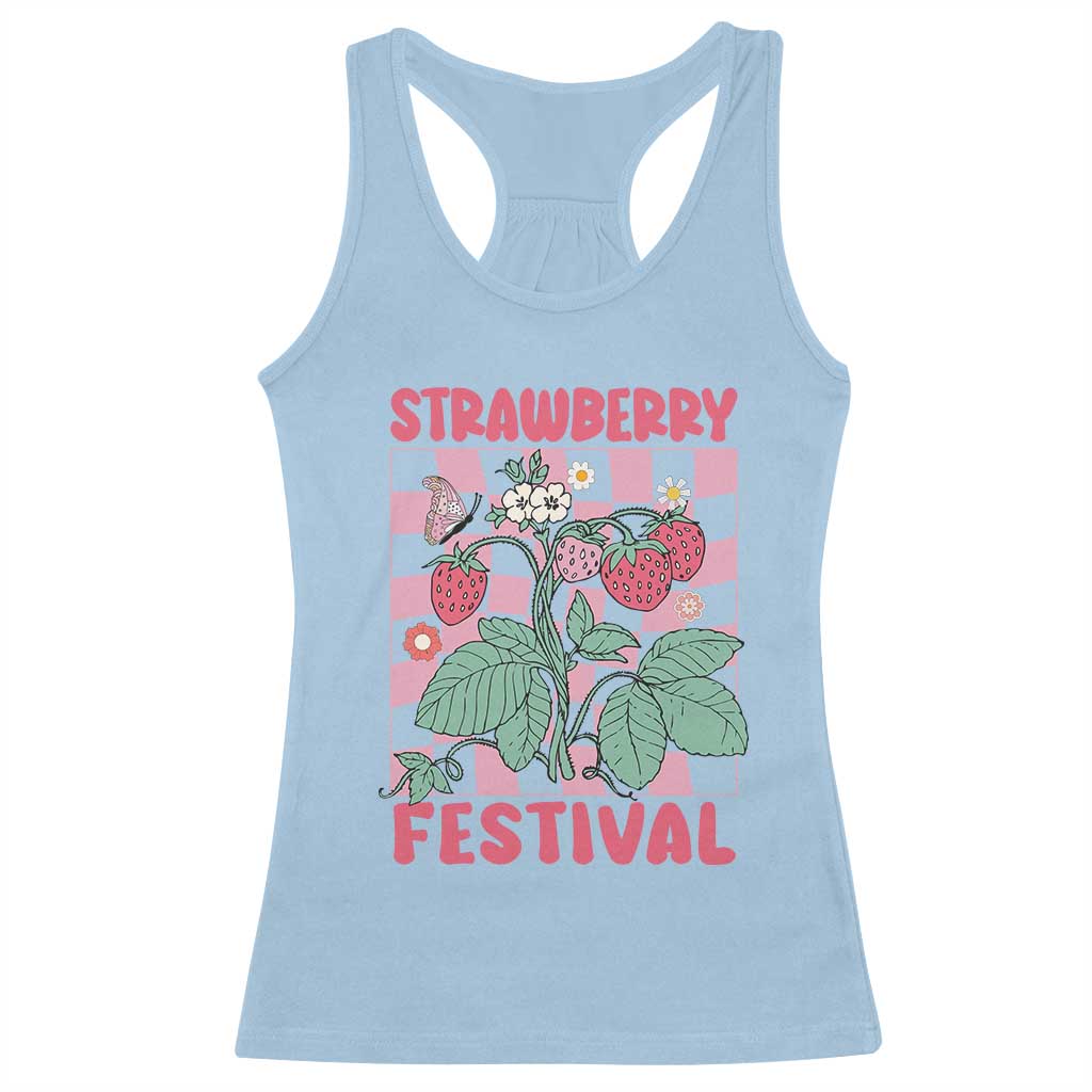 Strawberry Festival Racerback Tank Top Fruit Lover Botanical Retro Groovy