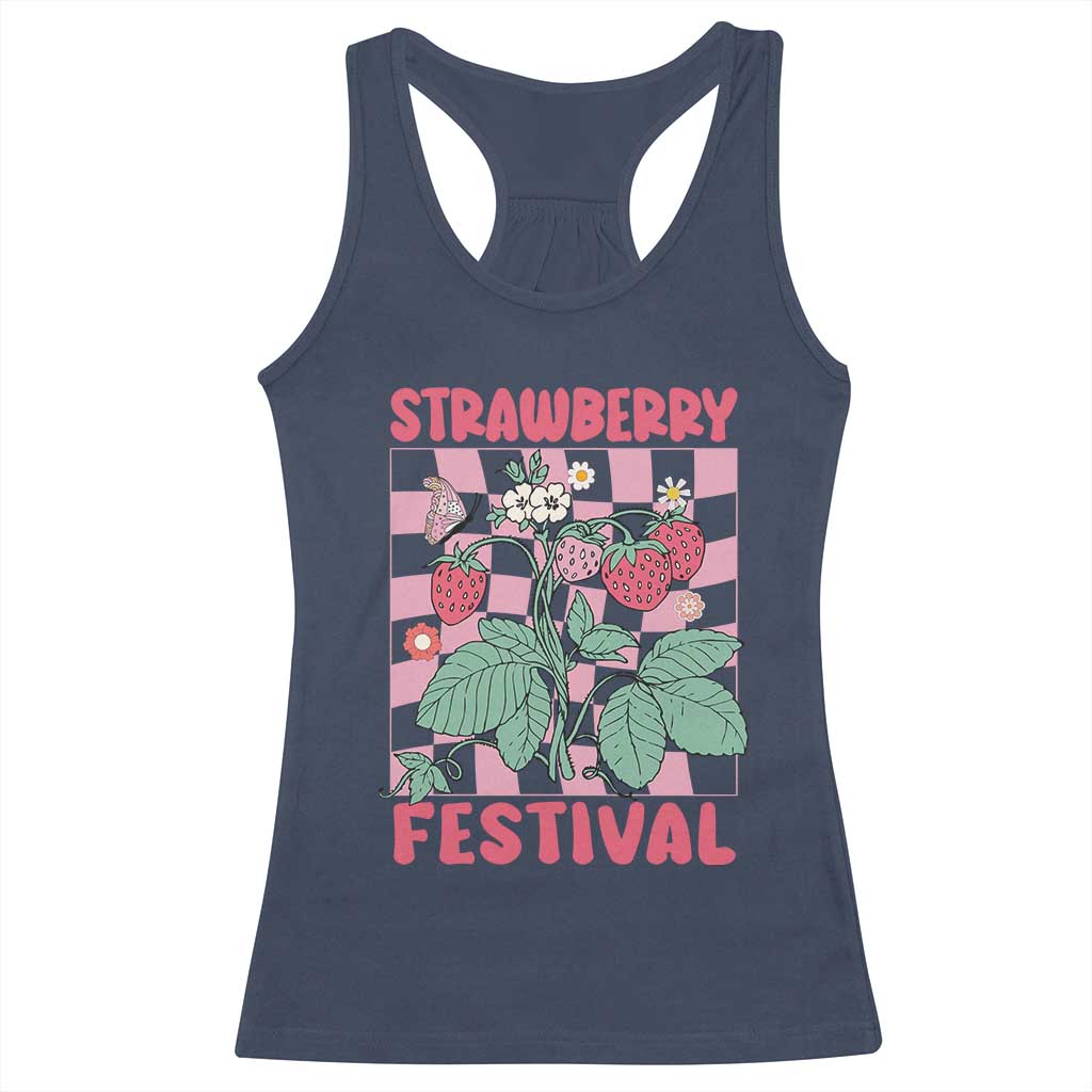 Strawberry Festival Racerback Tank Top Fruit Lover Botanical Retro Groovy