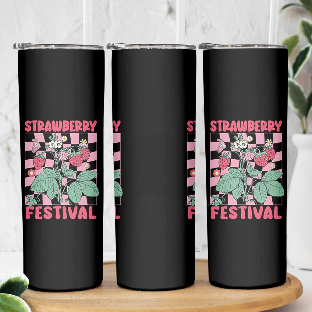 Strawberry Festival Skinny Tumbler Fruit Lover Botanical Retro Groovy