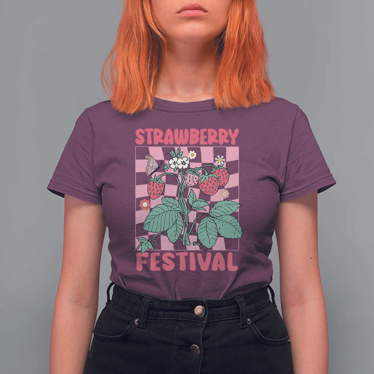Strawberry Festival T Shirt For Women Fruit Lover Botanical Retro Groovy
