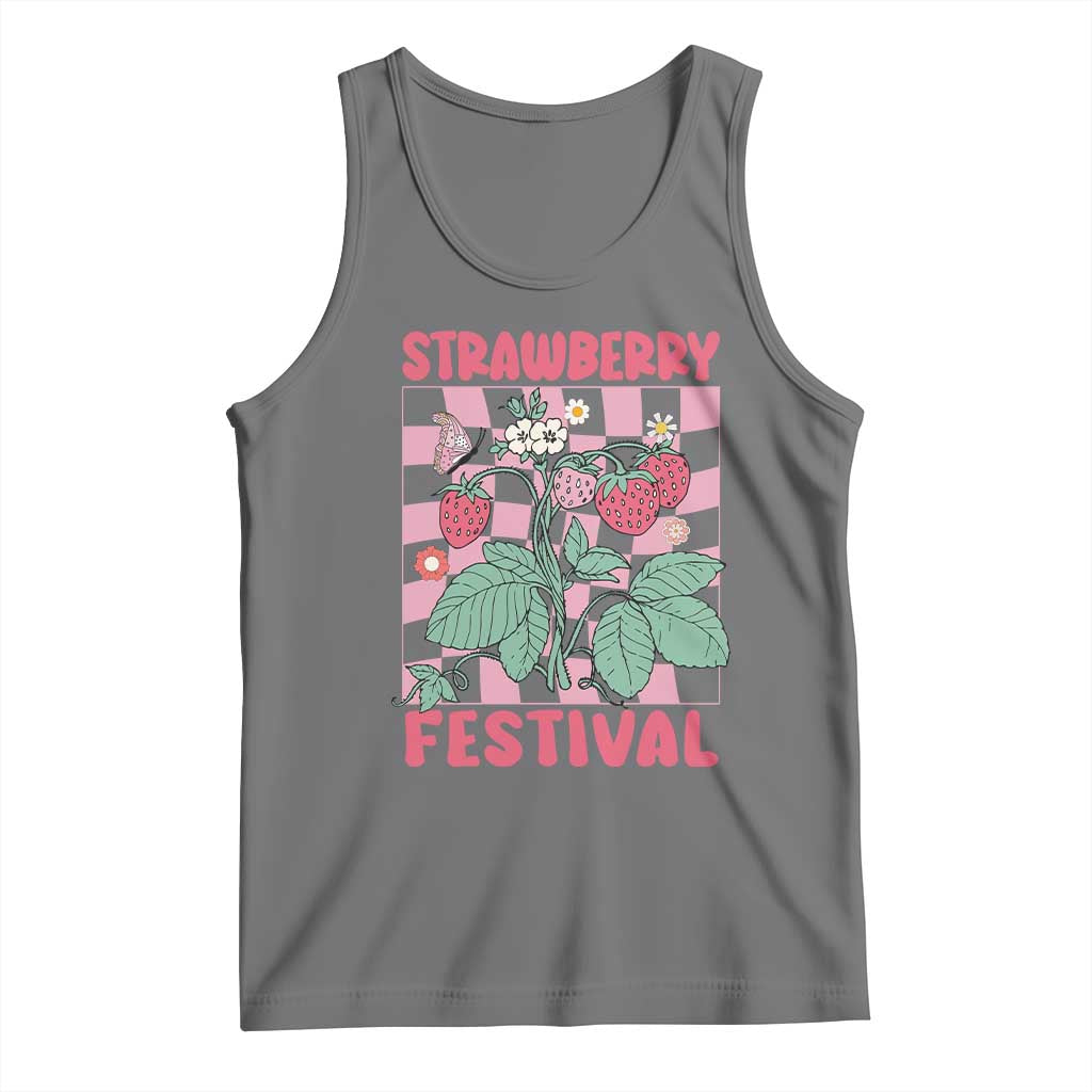 Strawberry Festival Tank Top Fruit Lover Botanical Retro Groovy