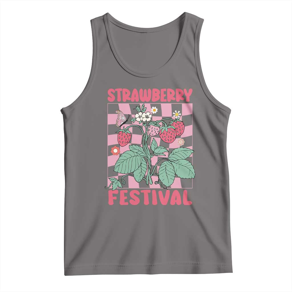 Strawberry Festival Tank Top Fruit Lover Botanical Retro Groovy