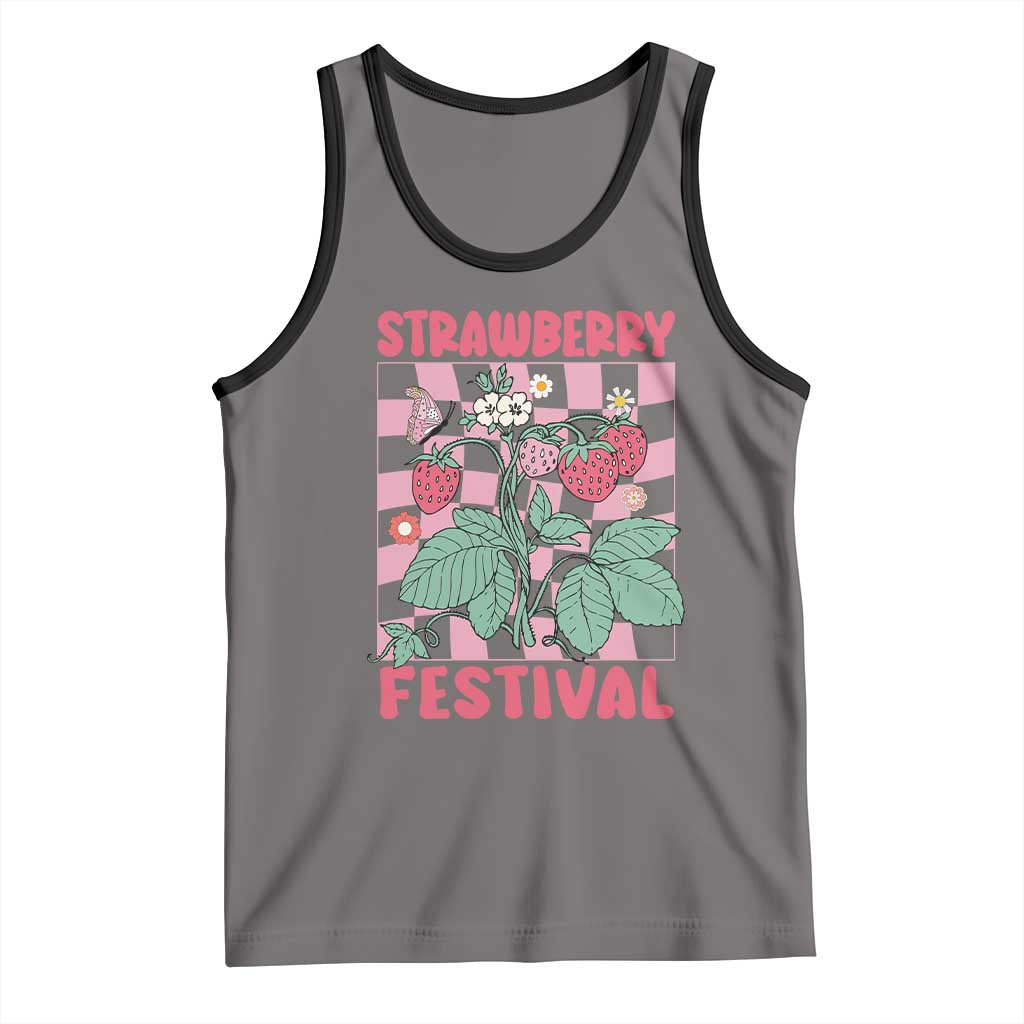 Strawberry Festival Tank Top Fruit Lover Botanical Retro Groovy