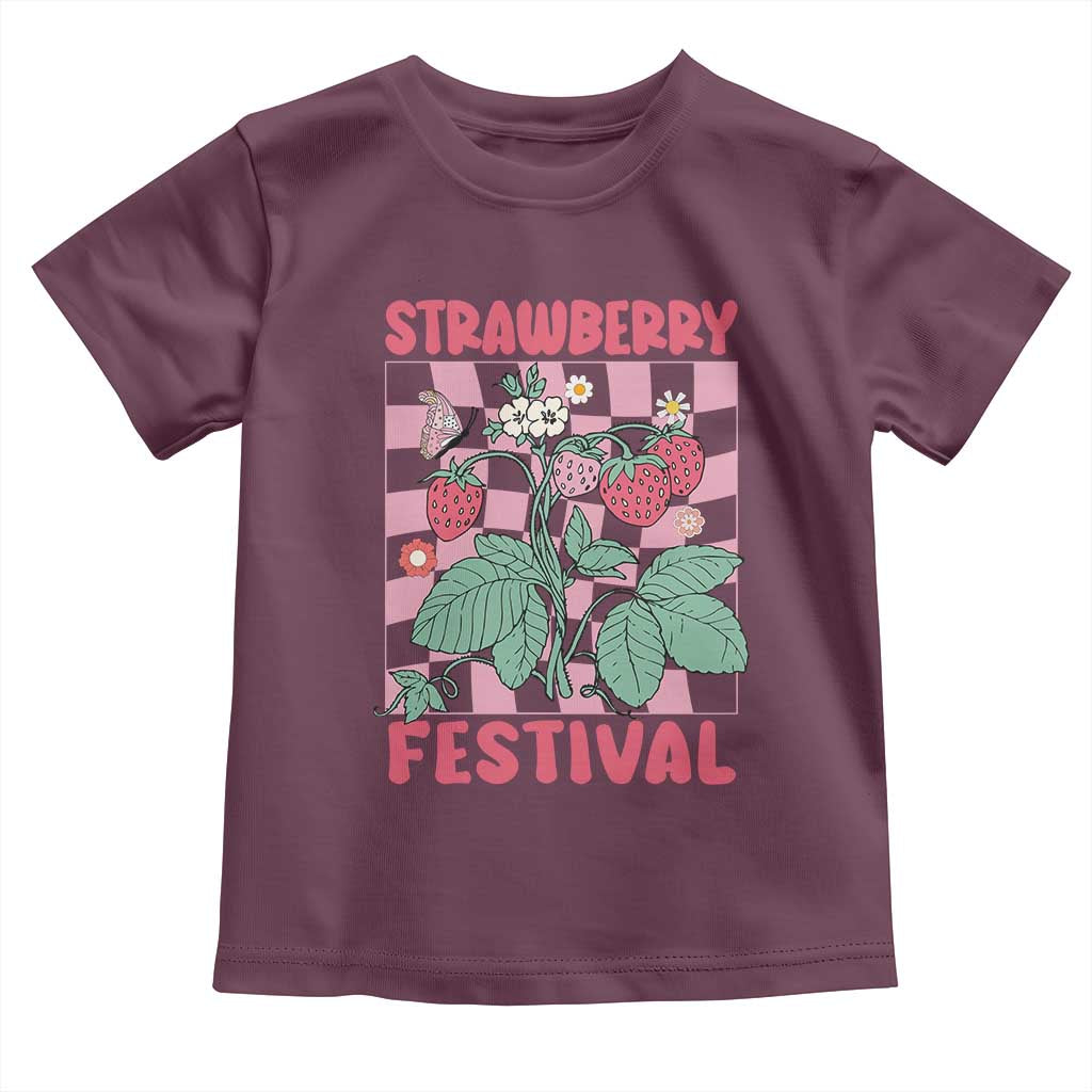 Strawberry Festival Toddler T Shirt Fruit Lover Botanical Retro Groovy