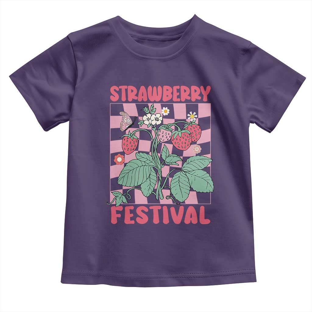 Strawberry Festival Toddler T Shirt Fruit Lover Botanical Retro Groovy