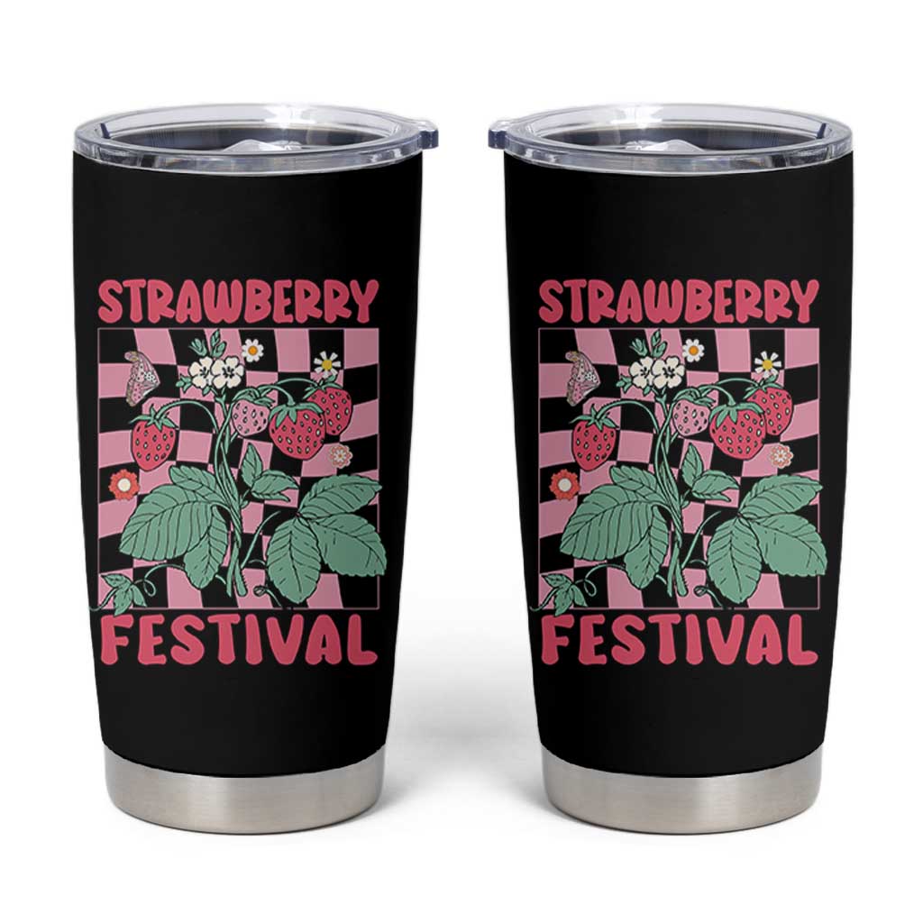 Strawberry Festival Tumbler Cup Fruit Lover Botanical Retro Groovy
