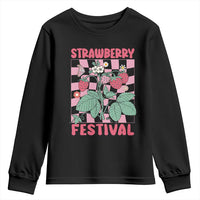 Strawberry Festival Youth Sweatshirt Fruit Lover Botanical Retro Groovy